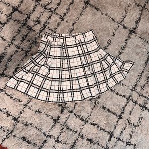 White Tartan Skirt with Slit